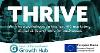Thrive Graphic with text with free workshops on finance HR Marketing digital skills and more for business European Union and Heart of south west logo's