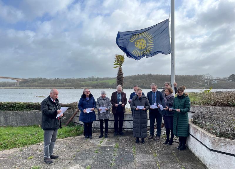 Picture Left to Right - Chair Cllr Doug Bushby, Cllr Rachel Clarke, Bideford Mayor Cllr Jude Gubb, Cllr David Brenton and TDC Officers