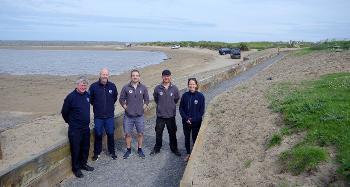 Picture L-R AONB officers Dave Edgcombe, Joe Newberry, TDC Rangers Mike Day, Adam Andrews and AONB officer Laura Carolan