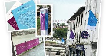 Collage of various marketing materials, such as posters and signs, representing Discover Bideford