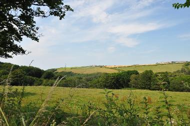 LCT 4D View north-west from Stoke village across wooded coastal combe to farms on the opposite ridgeline (within LCT 1B).