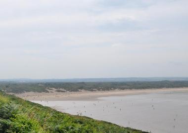 LCT 4F Braunton Burrows, rising up behind Saunton Sands beach.