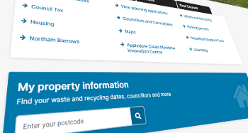 Screengrab of where the My Property tool is on the Torridge website