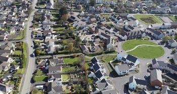 Drone shot of a housing estate 