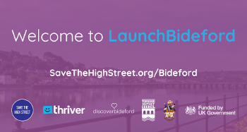 Graphic saying Welcome to Launch Bideford