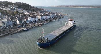 Image of a cargo ship in Appledore water