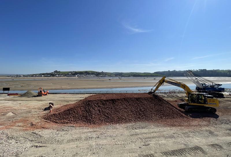 Photo of a digger working at Middle Dock, Appledore 