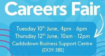 Graphic that says careers fair and the dates and location.