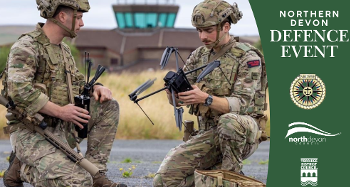 Photo of men in the army with the text of North Devon Defence Event