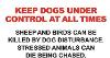 Sticker warning visitors to keep dogs under control to prevent sheep worrying